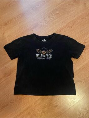 Hollister Black 'Wild & Free' Graphic Short-Sleeve Tee